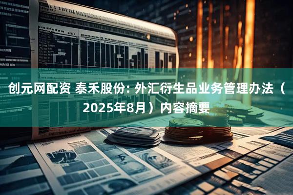 创元网配资 泰禾股份: 外汇衍生品业务管理办法（2025年8月）内容摘要