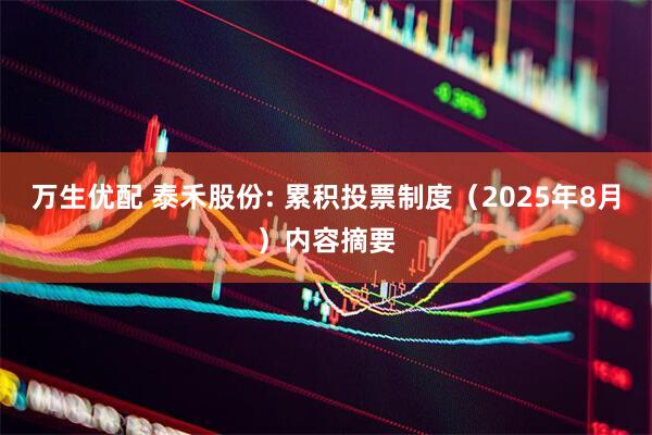 万生优配 泰禾股份: 累积投票制度（2025年8月）内容摘要