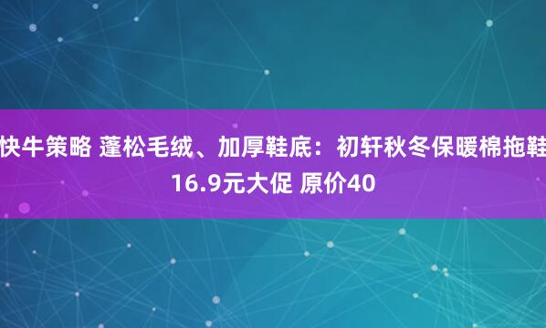 快牛策略 蓬松毛绒、加厚鞋底：初轩秋冬保暖棉拖鞋16.9元大促 原价40
